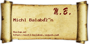 Michl Balabán névjegykártya